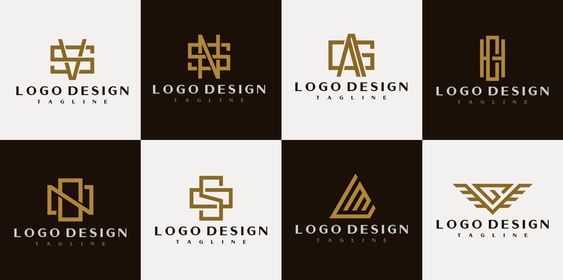 collection de logos de marque de lettre de ligne. modèle de conception de logo initial minimaliste. vecteur