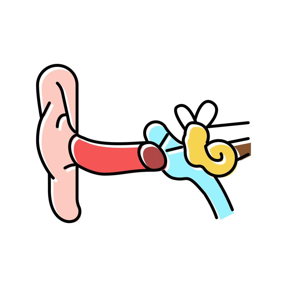 illustration vectorielle de l'icône de couleur d'organe humain de l'oreille vecteur