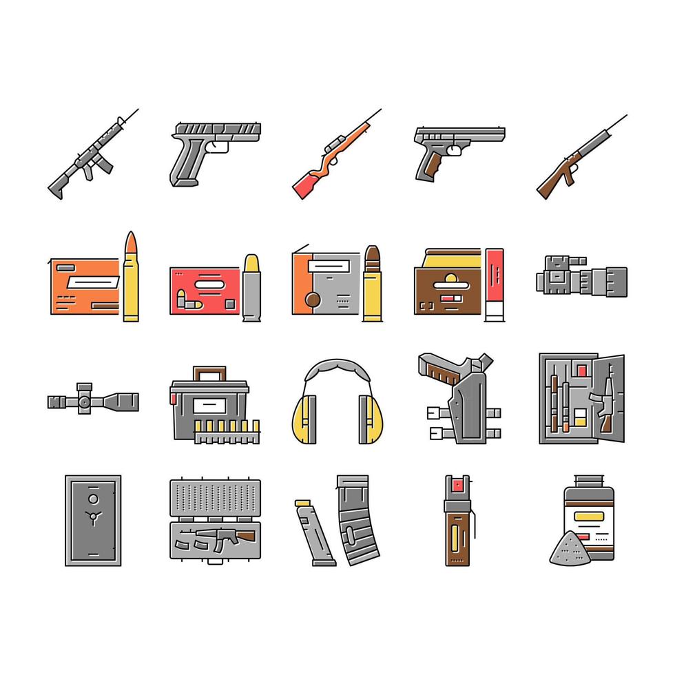 vecteur d'icônes d'armes et d'accessoires de tir