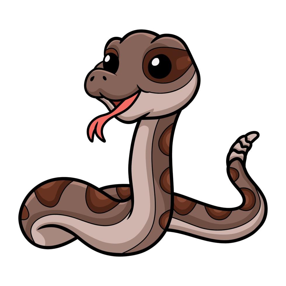 dessin animé mignon de serpent à sonnette sur fond blanc vecteur