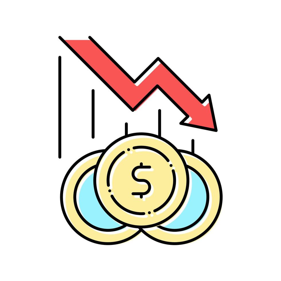 finances perdues, illustration vectorielle d'icône de couleur de problème de pauvreté vecteur