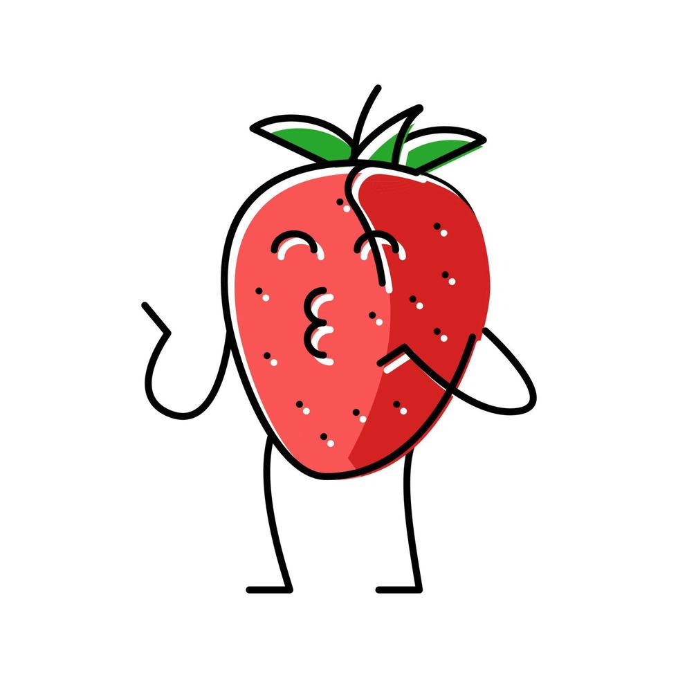 illustration vectorielle de fraise caractère couleur icône vecteur