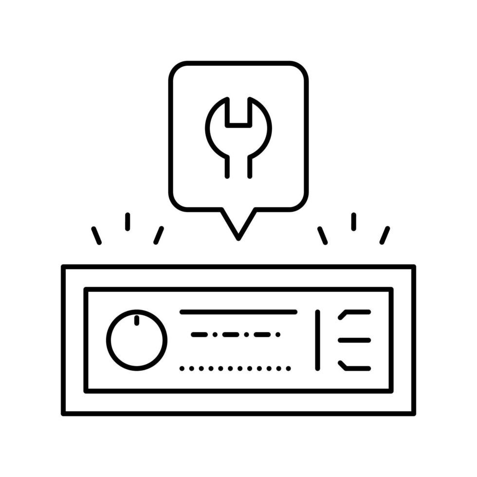 illustration vectorielle de l'icône de la ligne de réparation du système audio de voiture vecteur