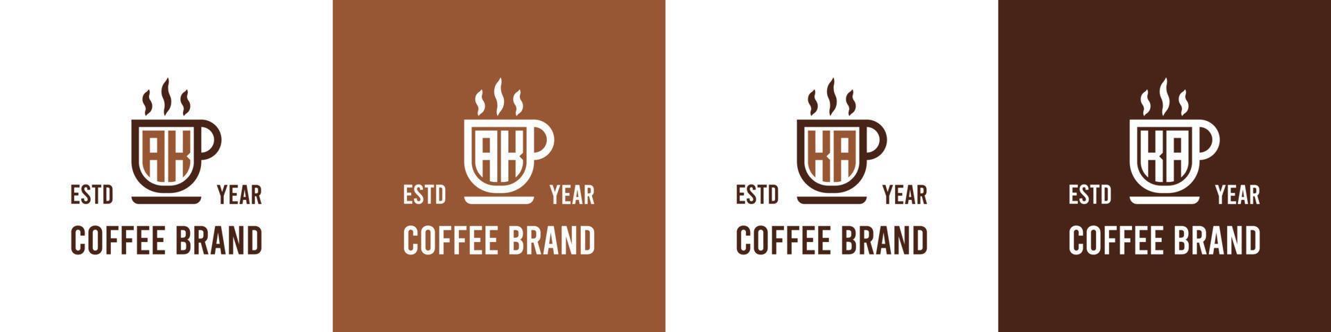 lettre ak et ka café logo, adapté à toute entreprise liée au café, au thé ou autre avec des initiales ak ou ka. vecteur