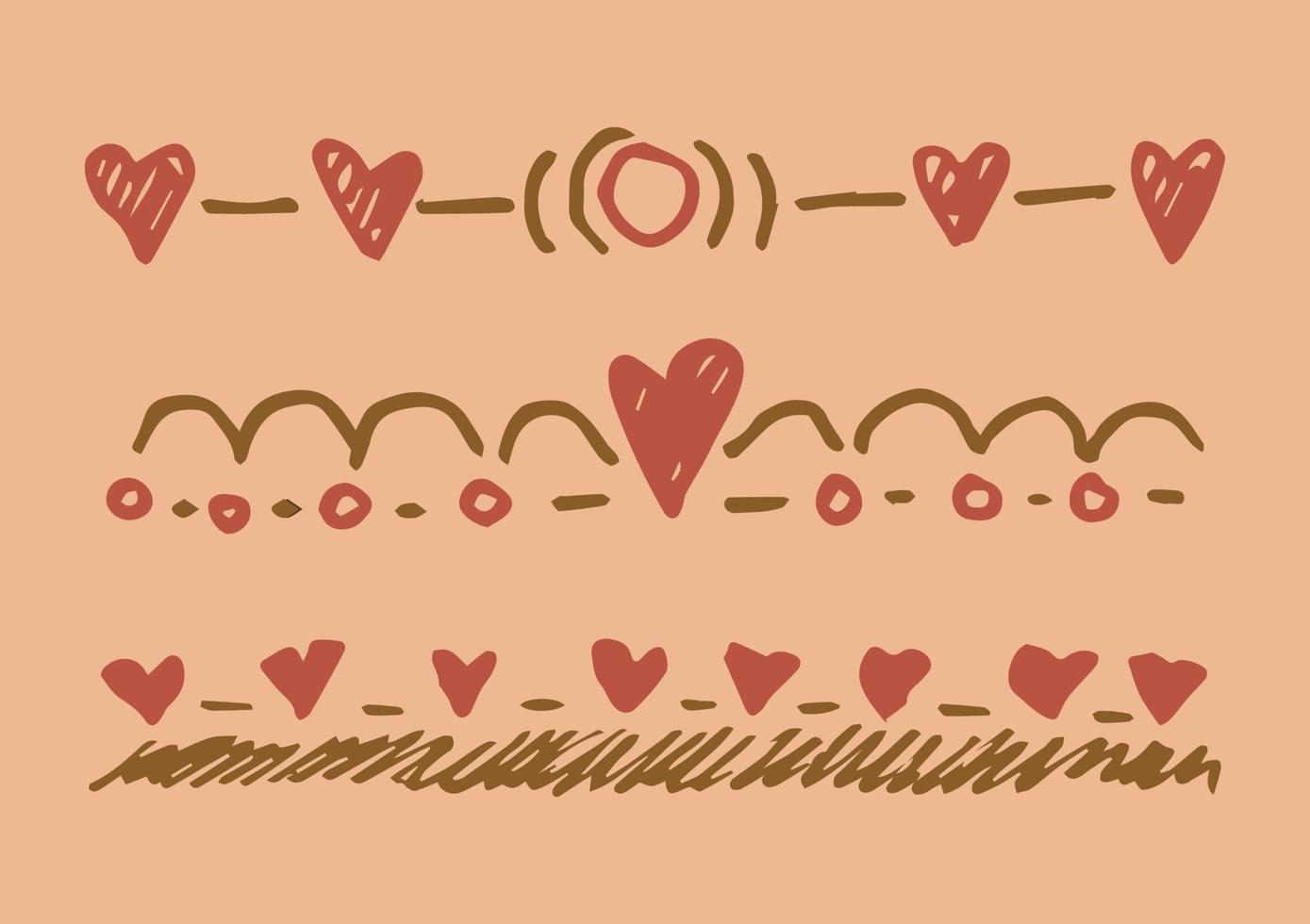 doodle vecteur d'éléments de conception. bordures vintage de vecteur avec coeur. aimer. utiliser pour la conception