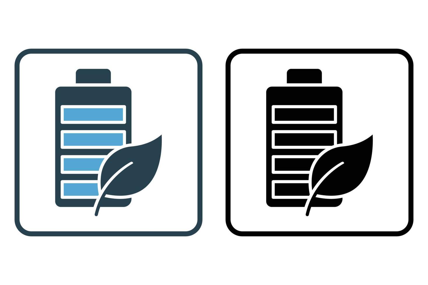 illustration d'icône de batterie. icône de batterie avec feuille. icône liée à l'écologie, aux énergies renouvelables. style d'icône solide. conception de vecteur simple modifiable