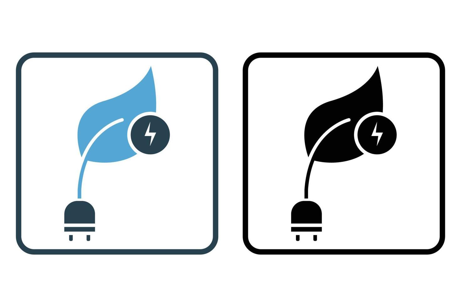 illustration d'icône d'énergie verte. icône de feuille avec électricité. icône liée à l'écologie, aux énergies renouvelables. style d'icône solide. conception de vecteur simple modifiable