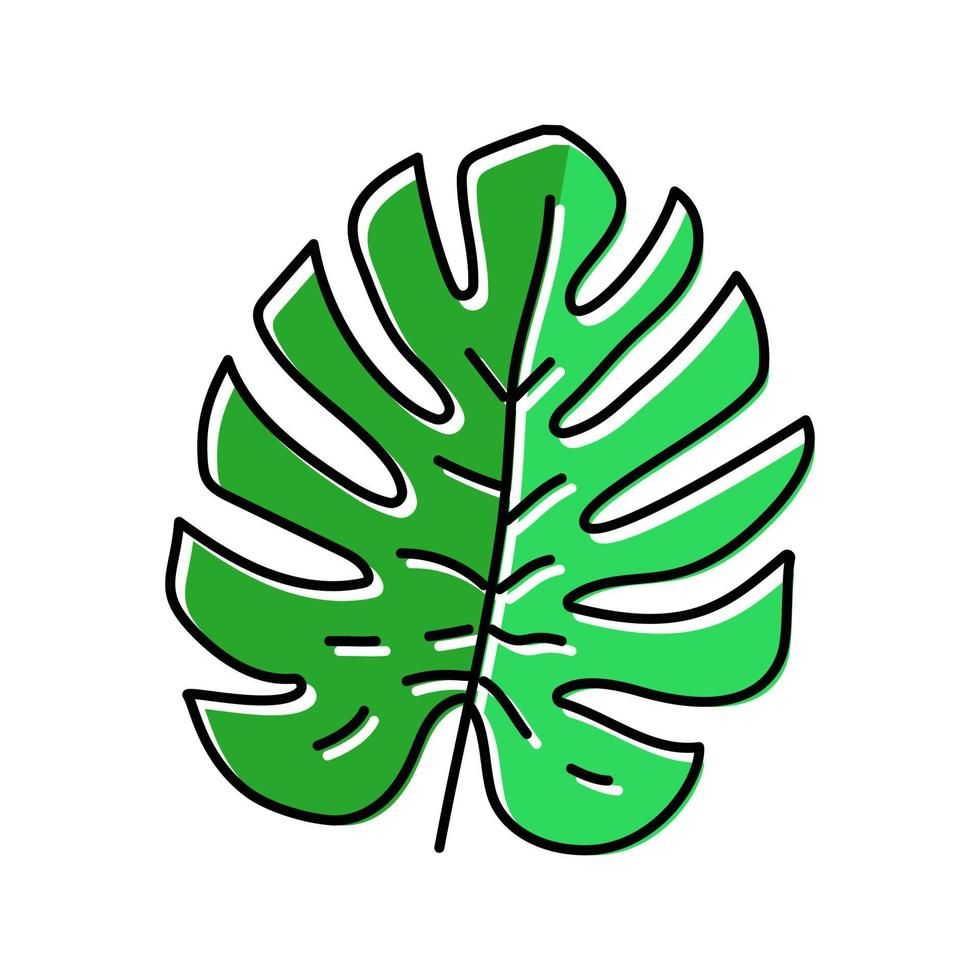 illustration vectorielle de l'icône de couleur des feuilles tropicales de monstera vecteur