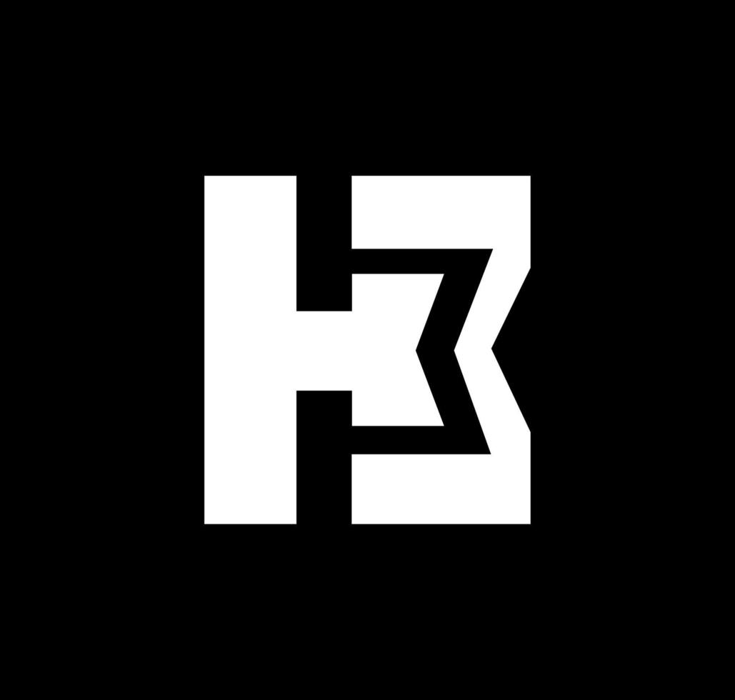 monogramme de lettres initiales du nom de la société h3. typographie d'icône h3. vecteur