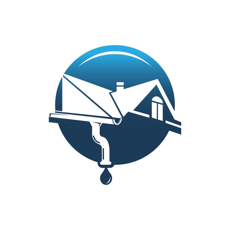 création de logo de gouttière de toit de maison. illustration de modèle de vecteur d'installation de tuyau à domicile