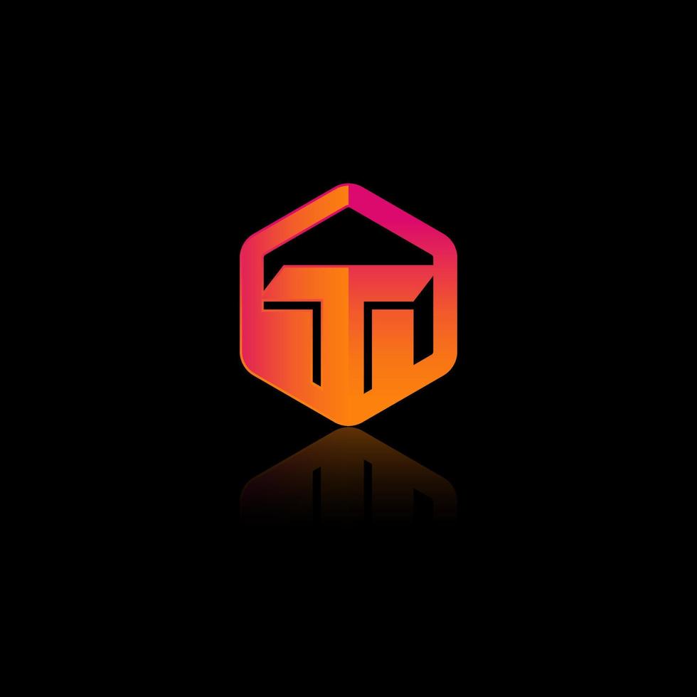 lettre t hexagone logo icône éléments de modèle de conception vecteur