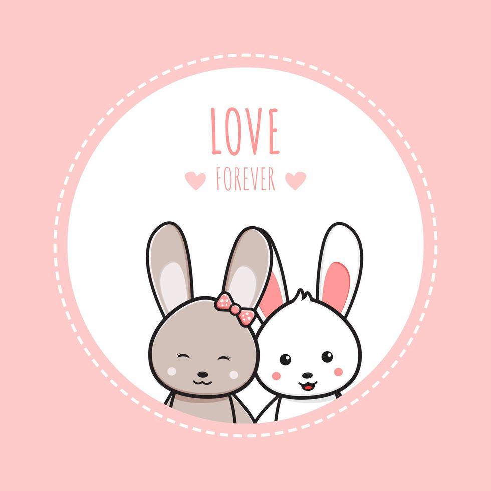 mignon lapin lapin couple amour pour toujours fond d'écran icône illustration de dessin animé mignon lapin lapin amis pour toujours fond d'écran icône illustration de dessin animé vecteur