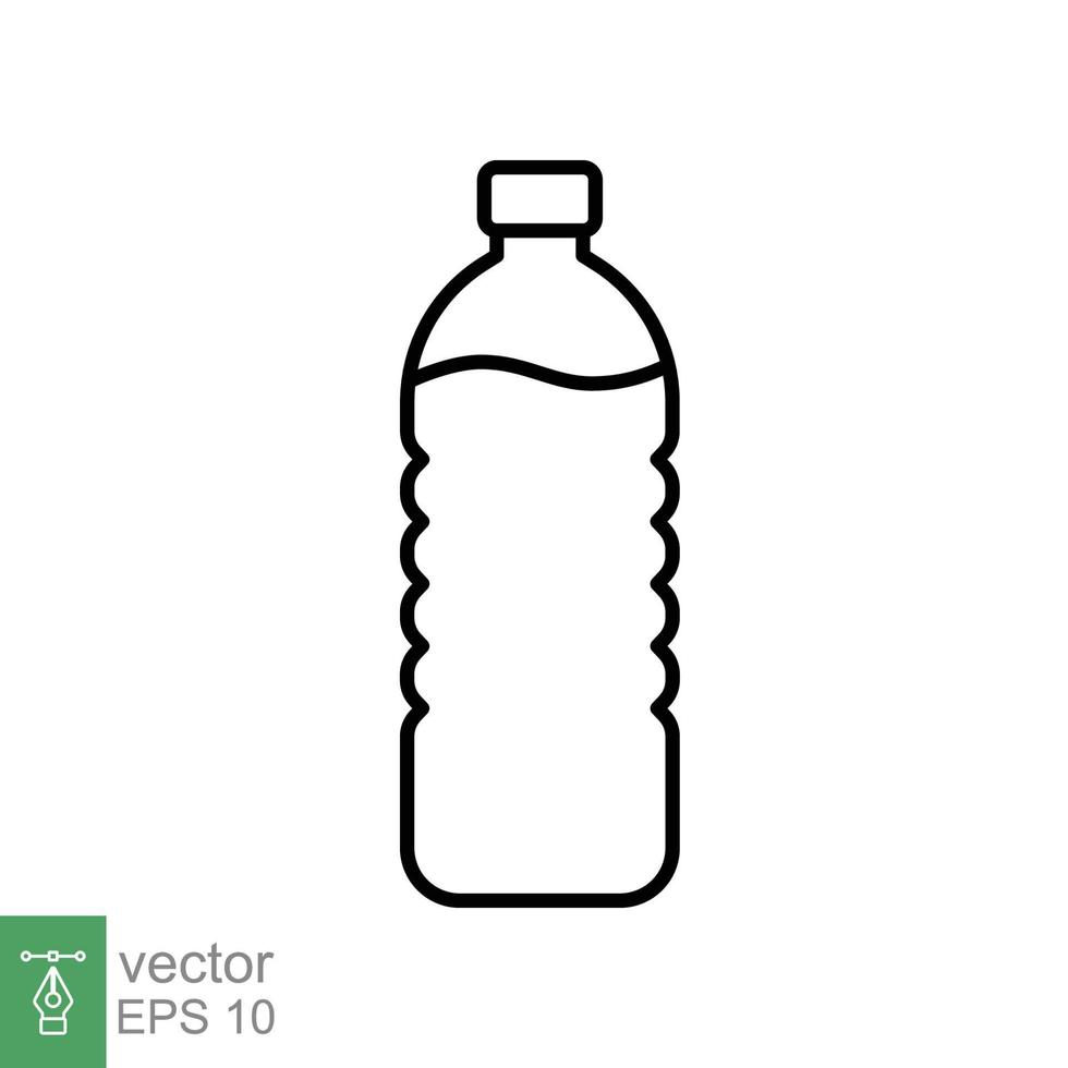 icône de ligne de bouteille d'eau. style de contour simple. bouteille en plastique, boisson, minéral, soda, jus, concept d'emballage de nourriture et de boisson. illustration vectorielle isolée sur fond blanc. ep 10. vecteur