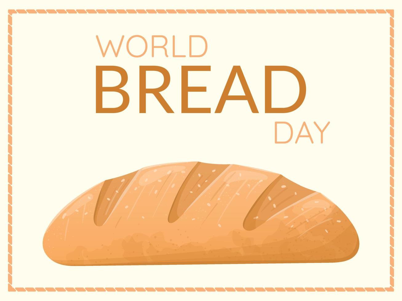 bannière de la journée mondiale du pain. illustration de dessin animé de vecteur d'une miche de pain.