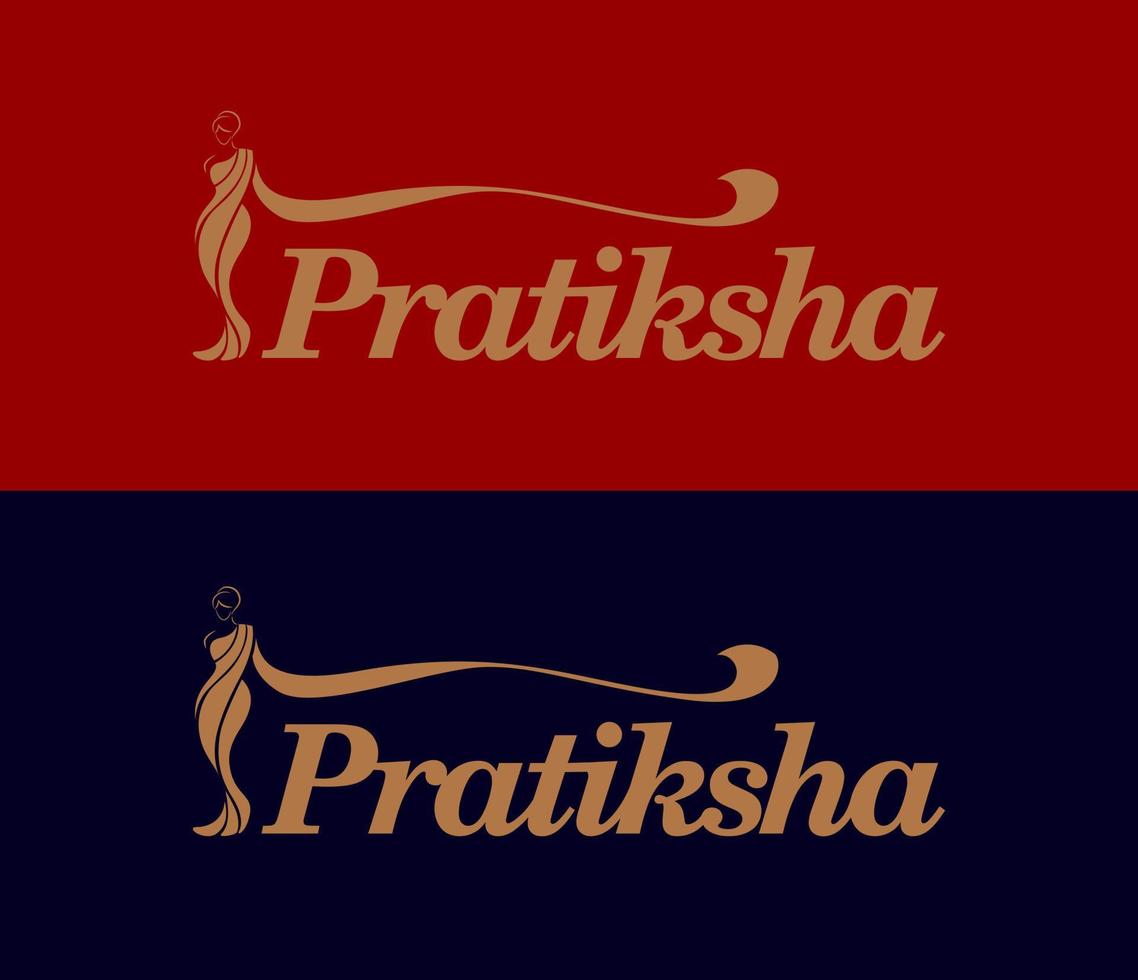 logo de la marque pratiksha saris. logo saris pratiksha avec figure féminine. vecteur