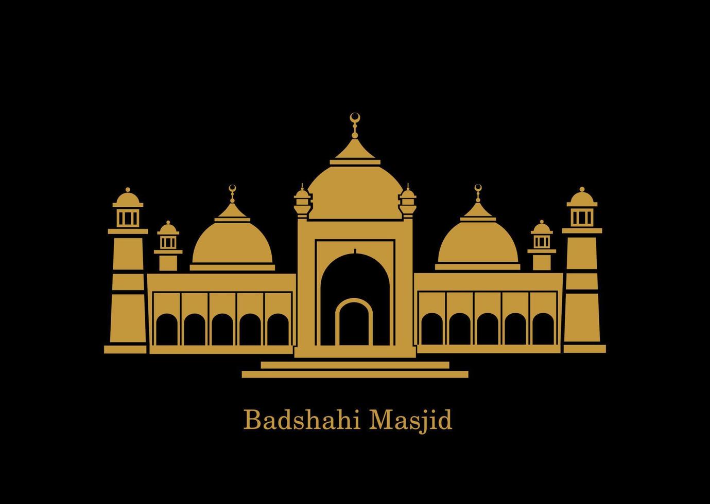 icône vectorielle de la mosquée badshahi. badshahi masjid illustration couleur dorée. icône masjid badshahi. vecteur