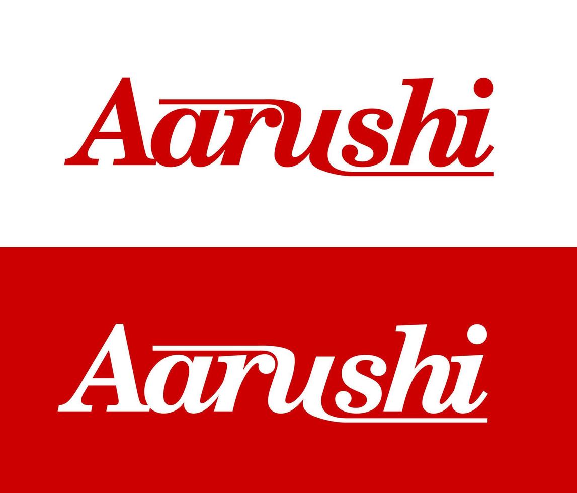 logo de la marque de typographie aarushi. conception du nom de la société aarushi. vecteur