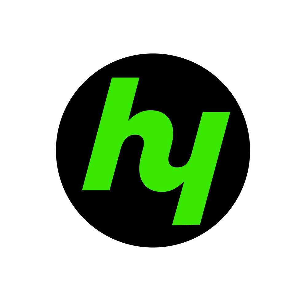 monogramme de lettres initiales de nom de marque hy. icône ronde verte de la société hy. vecteur