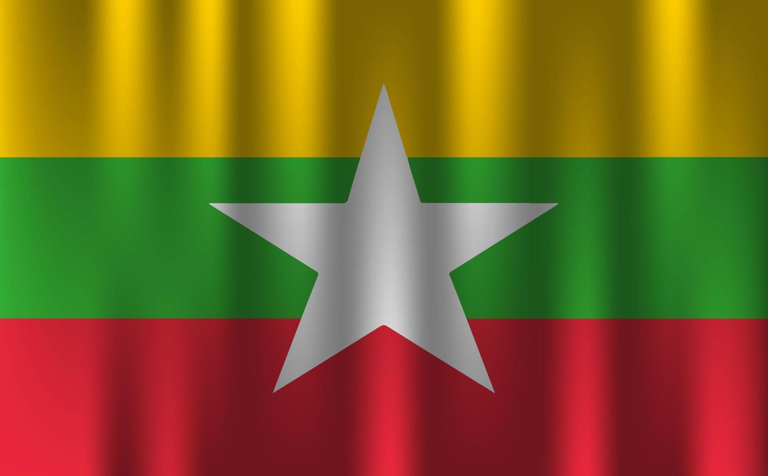 drapeau du myanmar pays nation symbole 3d textile satin effet fond papier peint vecteur
