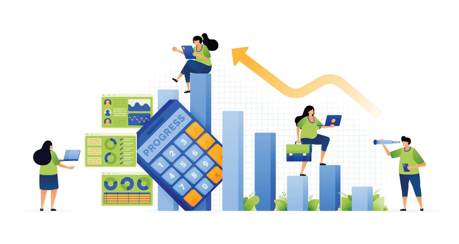 illustration vectorielle de la réussite et de la construction pour l'avenir. tracer la croissance et les progrès. pouvoir visuel de la croissance. peut être utilisé pour la publicité, l'affiche, la campagne, le site Web, les applications, les médias sociaux vecteur