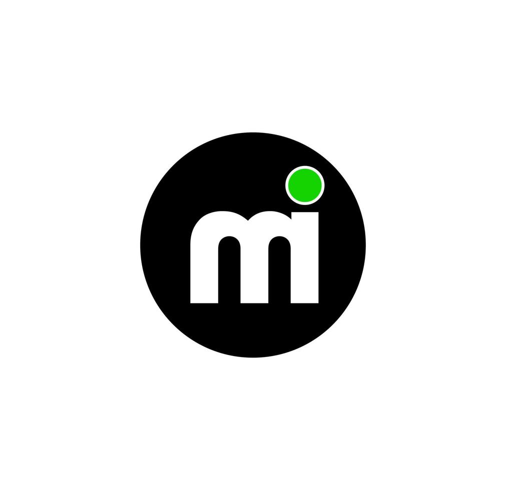 monogramme de lettres initiales du nom de la société mi avec point vert. logo de l'entreprise mi. vecteur