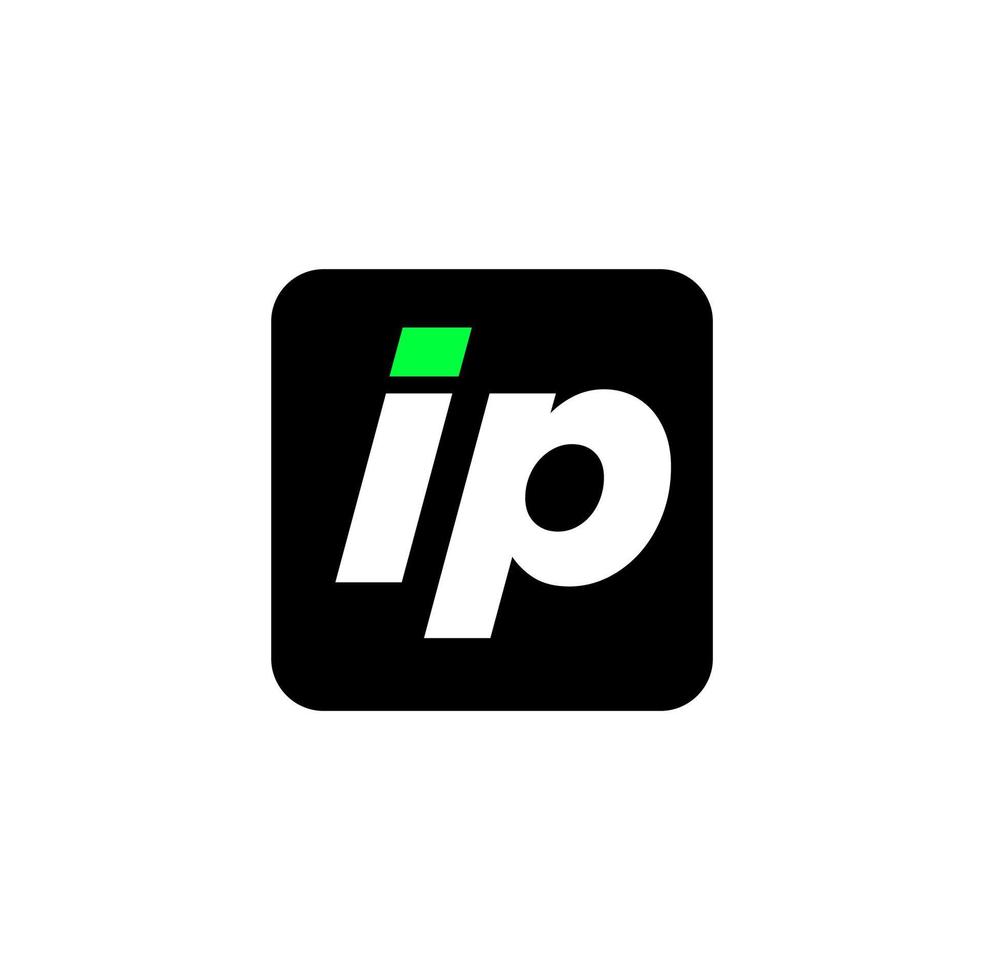 monogramme avec point vert. logo de la société IP. vecteur