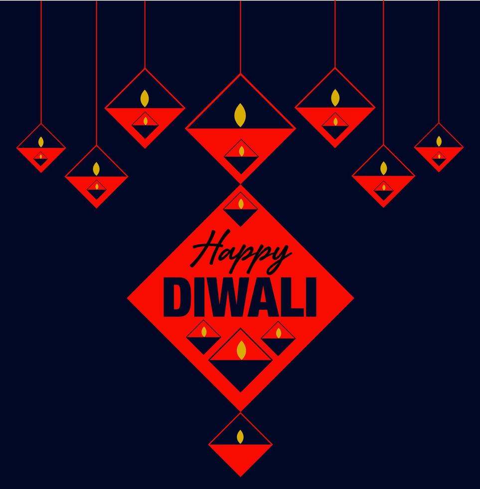 joyeux diwali avec diyas. salutations joyeuses diwali. vecteur