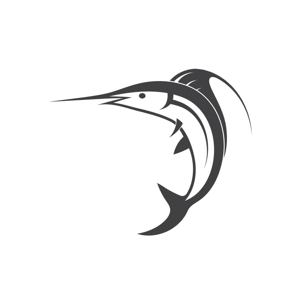 illustration du logo de l'icône du poisson marlin bleu vecteur