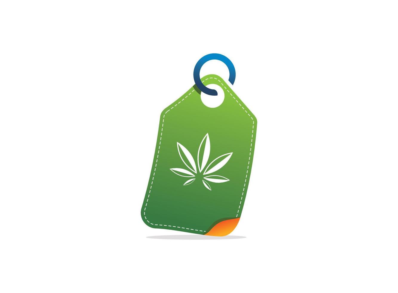 logo d'étiquette de cannabis biologique blanc isolé vecteur