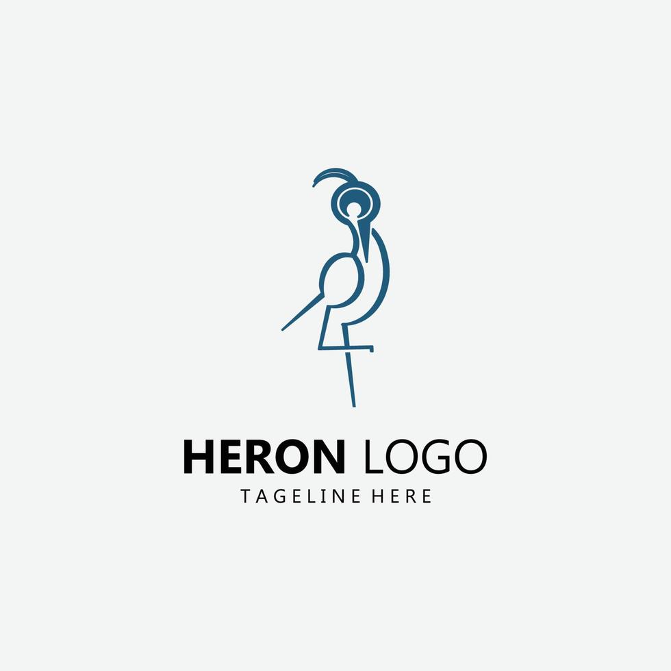 héron oiseau logo conception icône ligne art illustration vecteur