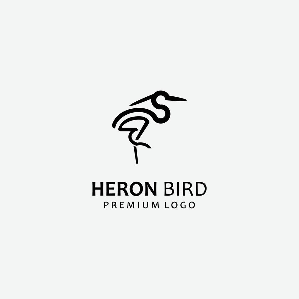 héron oiseau logo icône ligne art conception illustration vecteur