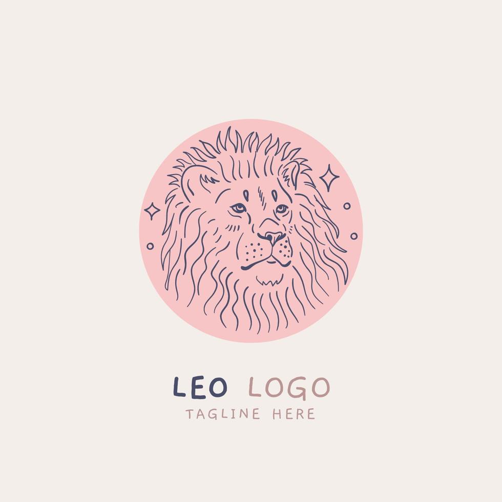 Leo main tiré ligne logo vecteur