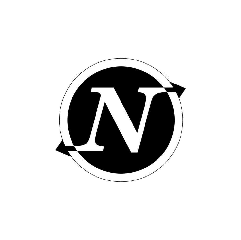 n des lettres avec flèches monogramme. n entreprise logo rond. vecteur