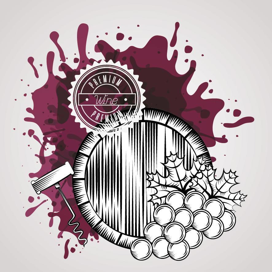 affiche de maison de vin avec tonneau et raisins vecteur
