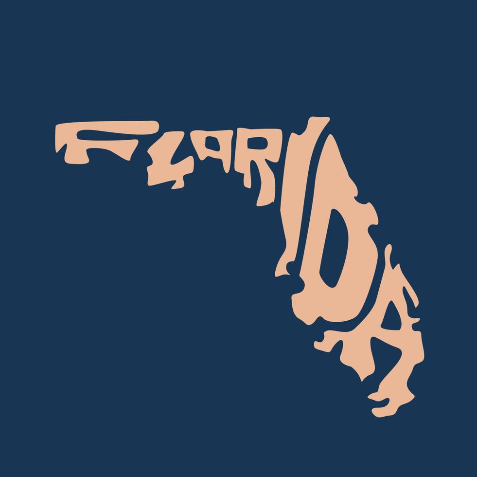 Floride carte typographie. Floride Etat carte typographie. Floride caractères. vecteur