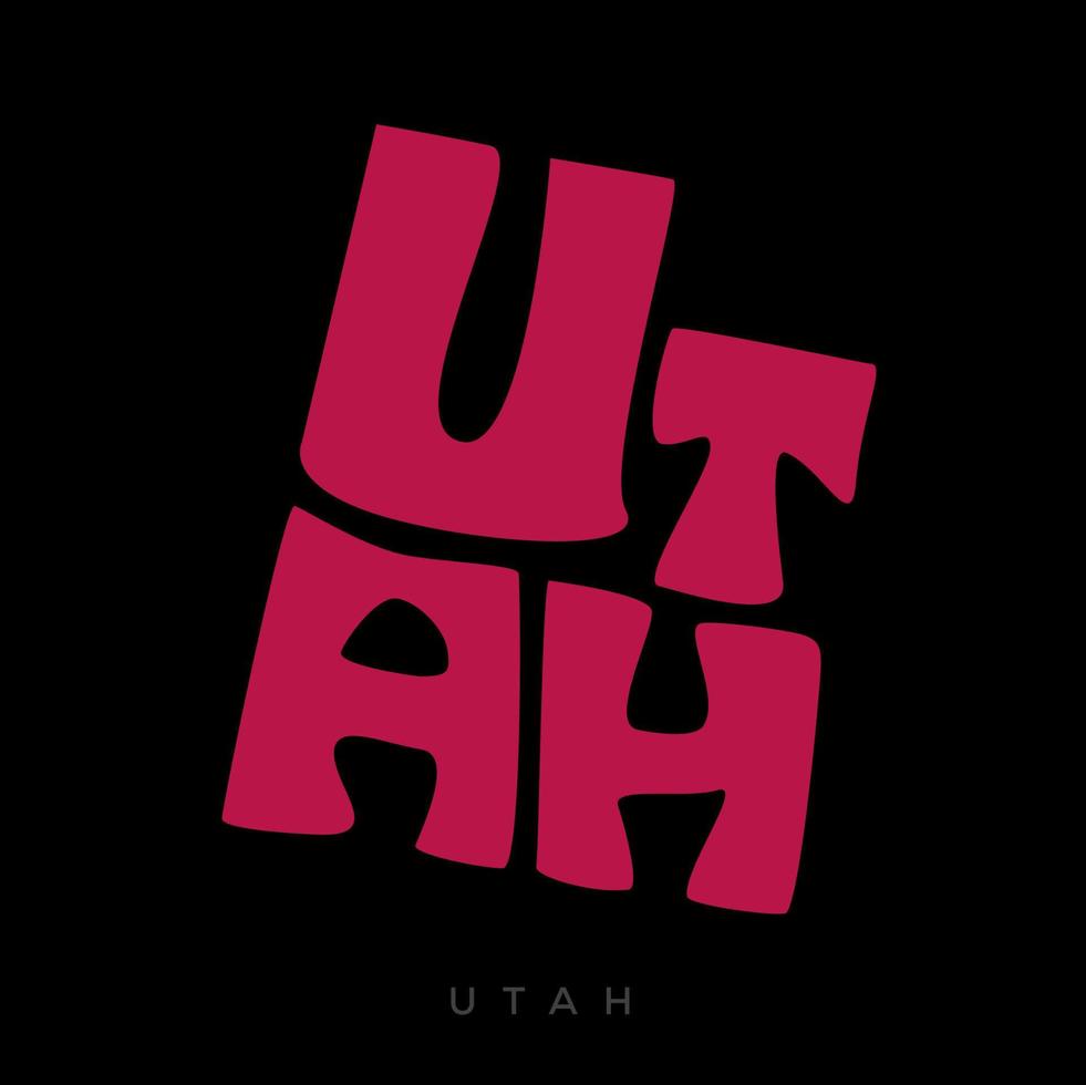 Utah carte typographie. Utah Etat carte typographie. Utah caractères. vecteur