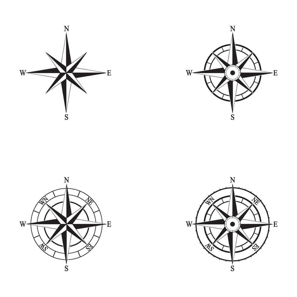 boussole ensemble icône logo vecteur