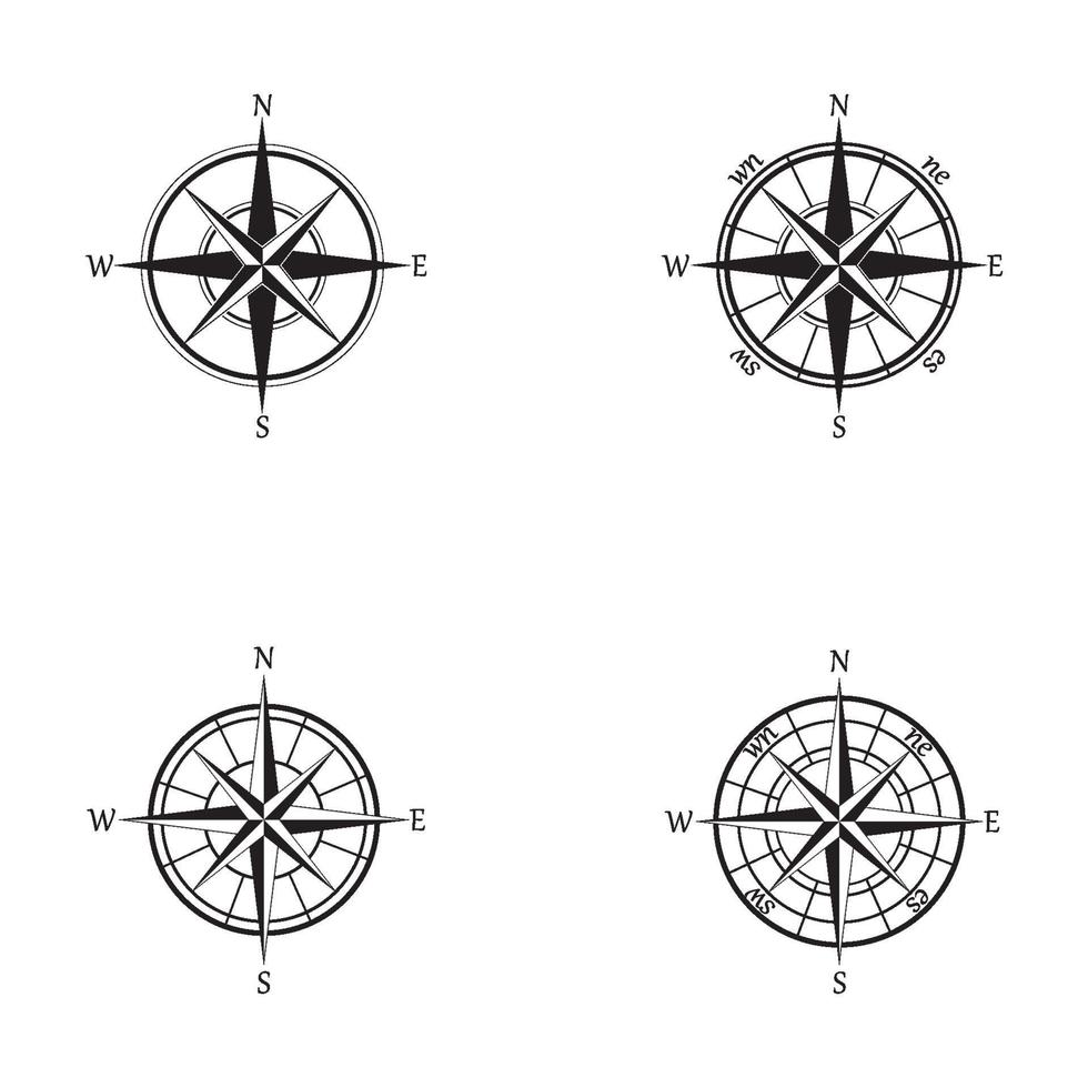 boussole ensemble icône logo vecteur