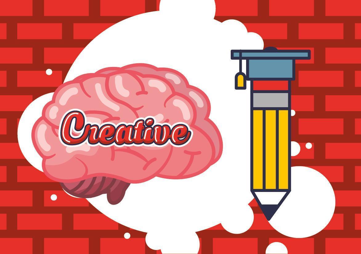 organe cérébral créatif avec un crayon vecteur