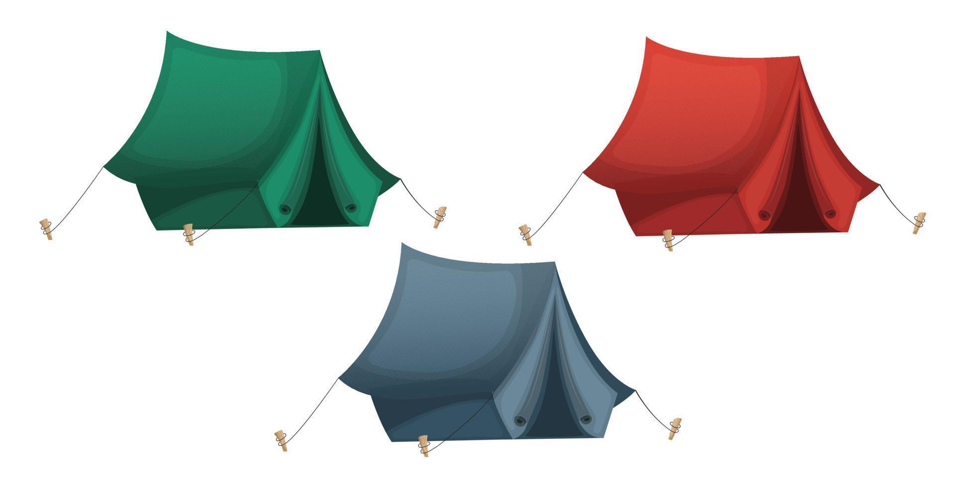 ensemble de camping tentes dans différent couleurs. camping tentes isolé sur blanc Contexte. vecteur illustration.