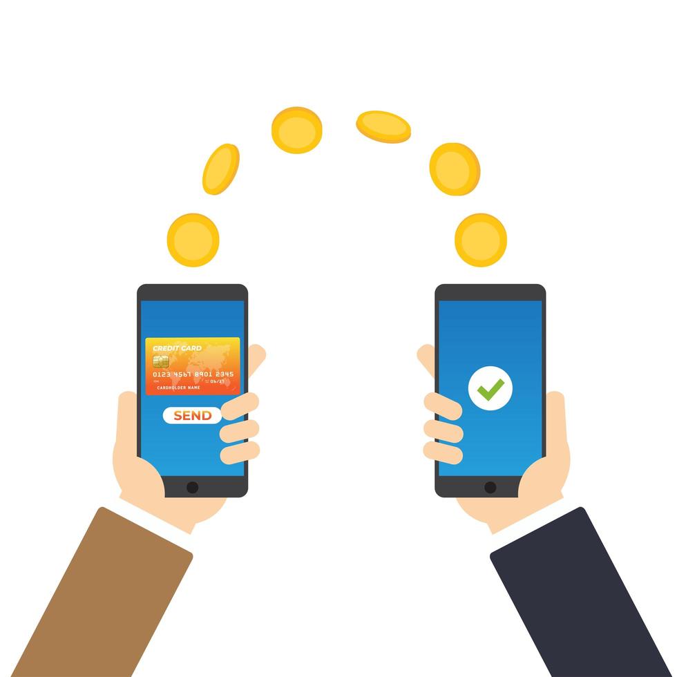 transfert d'argent paiement mobile en ligne vecteur
