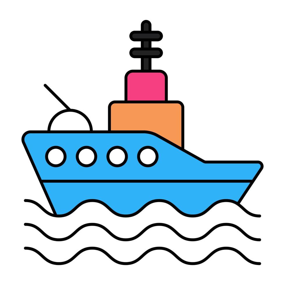 un dessin vectoriel tendance de bateau militaire