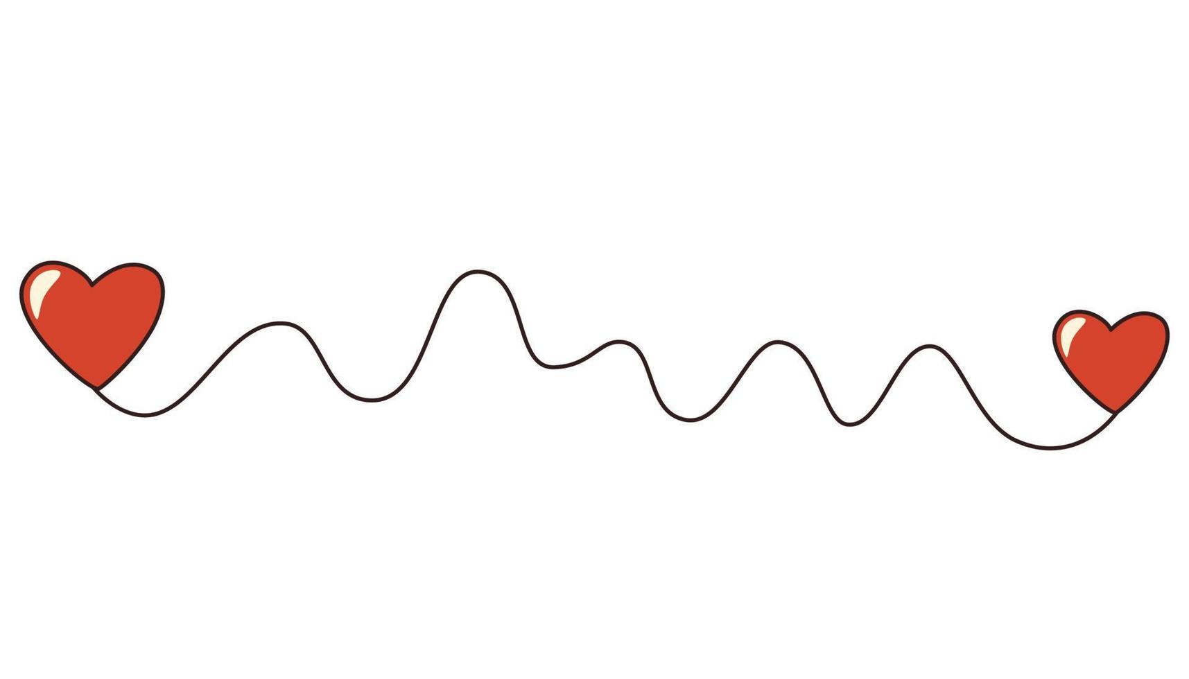 cœur. symbole d'amour abstrait. panneaux de géolocalisation et traqueur de plan de voyage avec symbole de coeur. voie de circulation entre deux personnes aimantes. illustration vectorielle de dessin à la main. vecteur