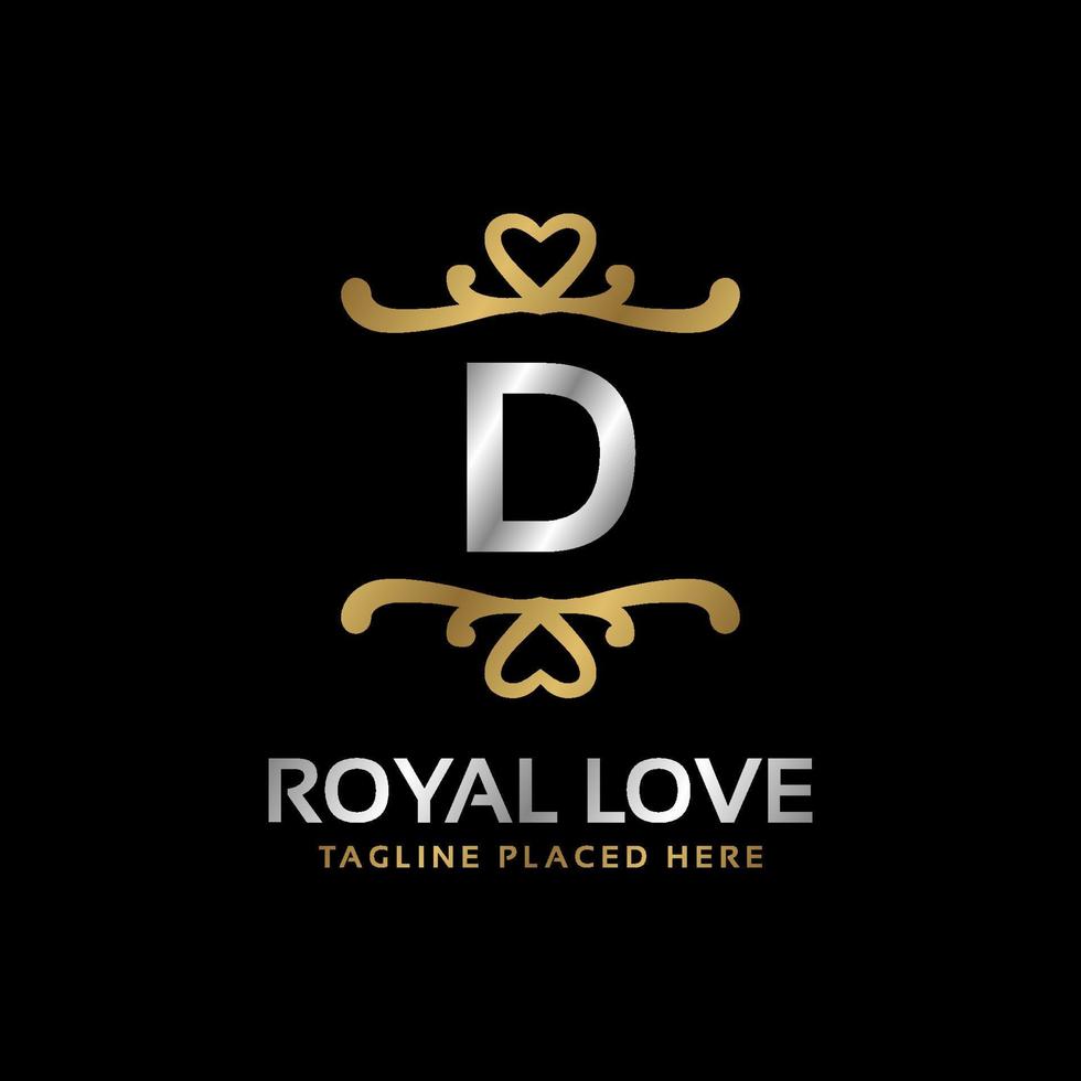 lettre ré Royal cœur forme luxe ancien logo conception pour mode, hôtel, mariage, restaurant, beauté se soucier vecteur