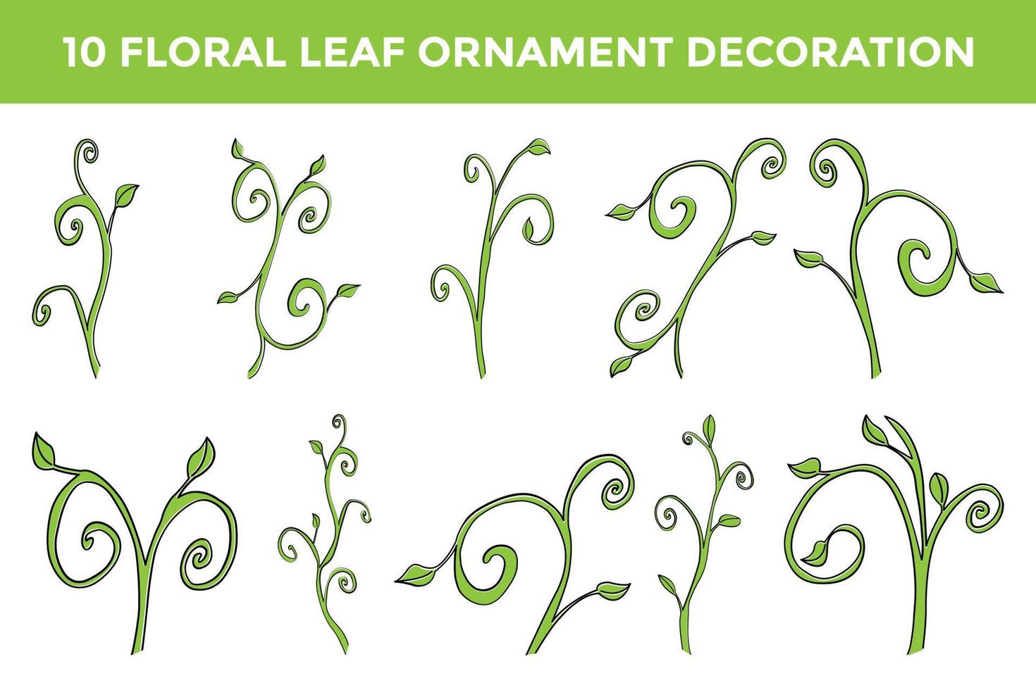 collection de décoration d'ornement de feuilles florales vecteur