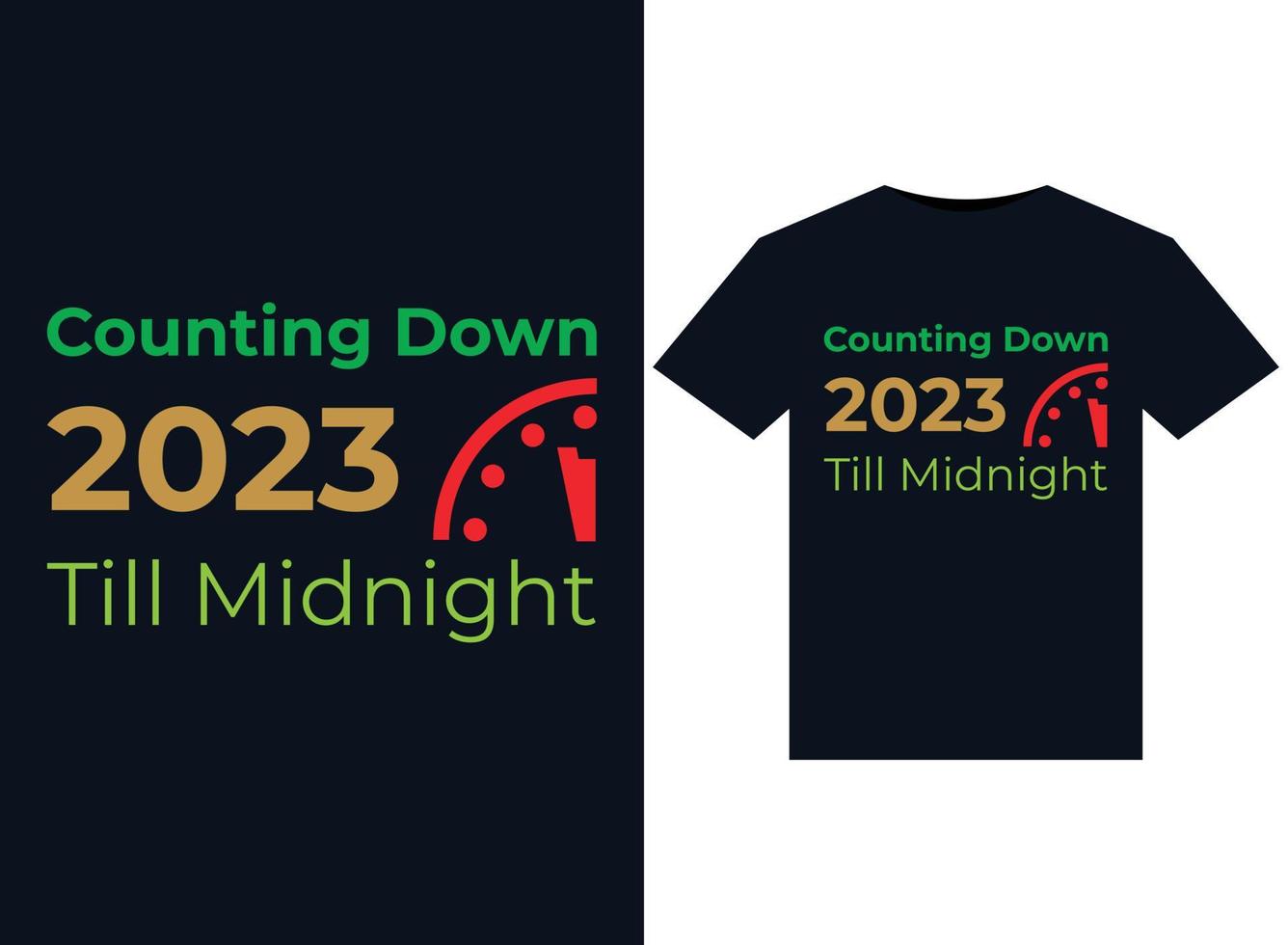 compte vers le bas 2023 jusqu'à minuit des illustrations pour prêt à imprimer t-shirts conception vecteur