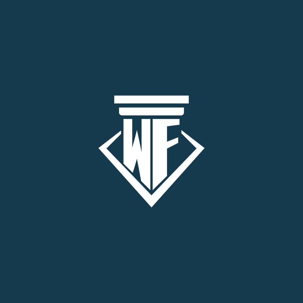 wf initiale monogramme logo pour loi entreprise, avocat ou avocat avec pilier icône conception vecteur