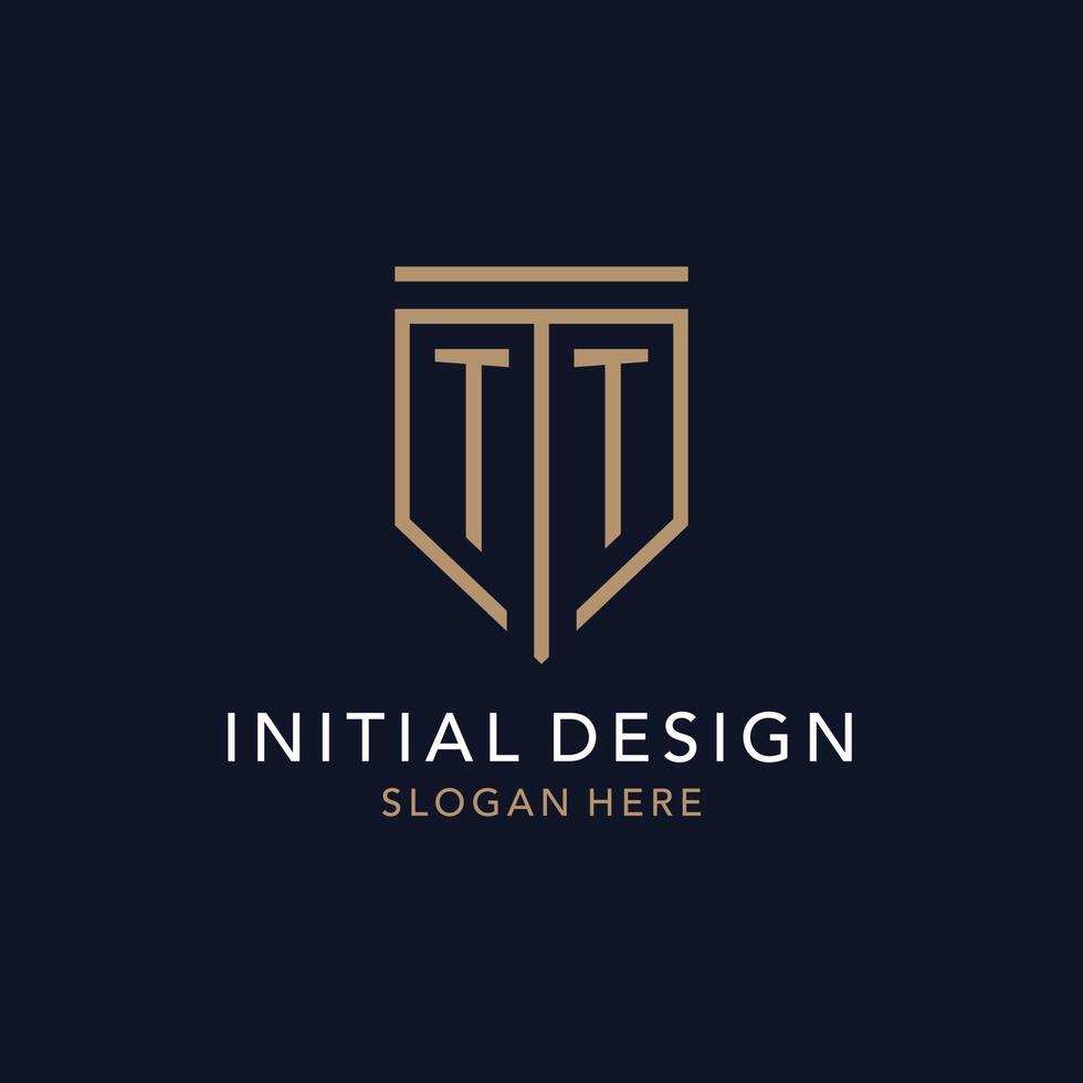 tt initiale logo monogramme avec Facile luxe bouclier icône conception vecteur