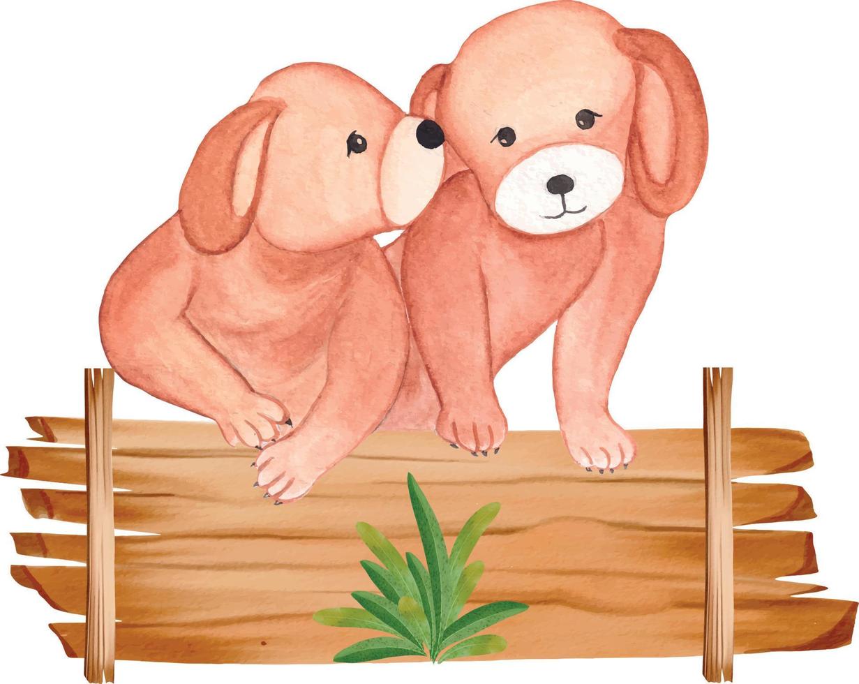 chien saint valentin couple chien aquarelle clipart vecteur