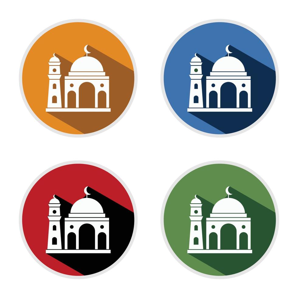 icône de une mosquée bâtiment, une endroit de culte pour une musulman ou musulman communauté. vecteur illustration sur blanc Contexte